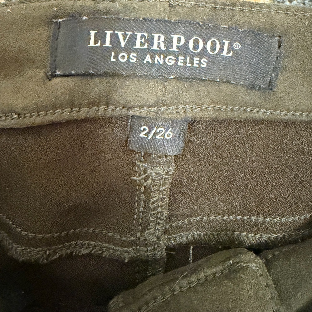 Liverpool Los Angeles suede like dark green skinny pants size 2/26 - Picture 4 of 5